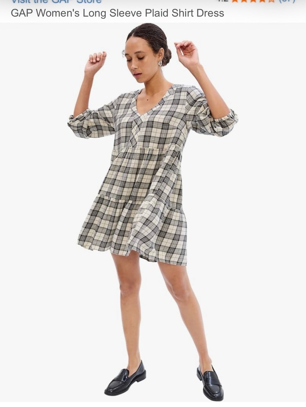 Gap women’s long sleeve tiered mini dress - M